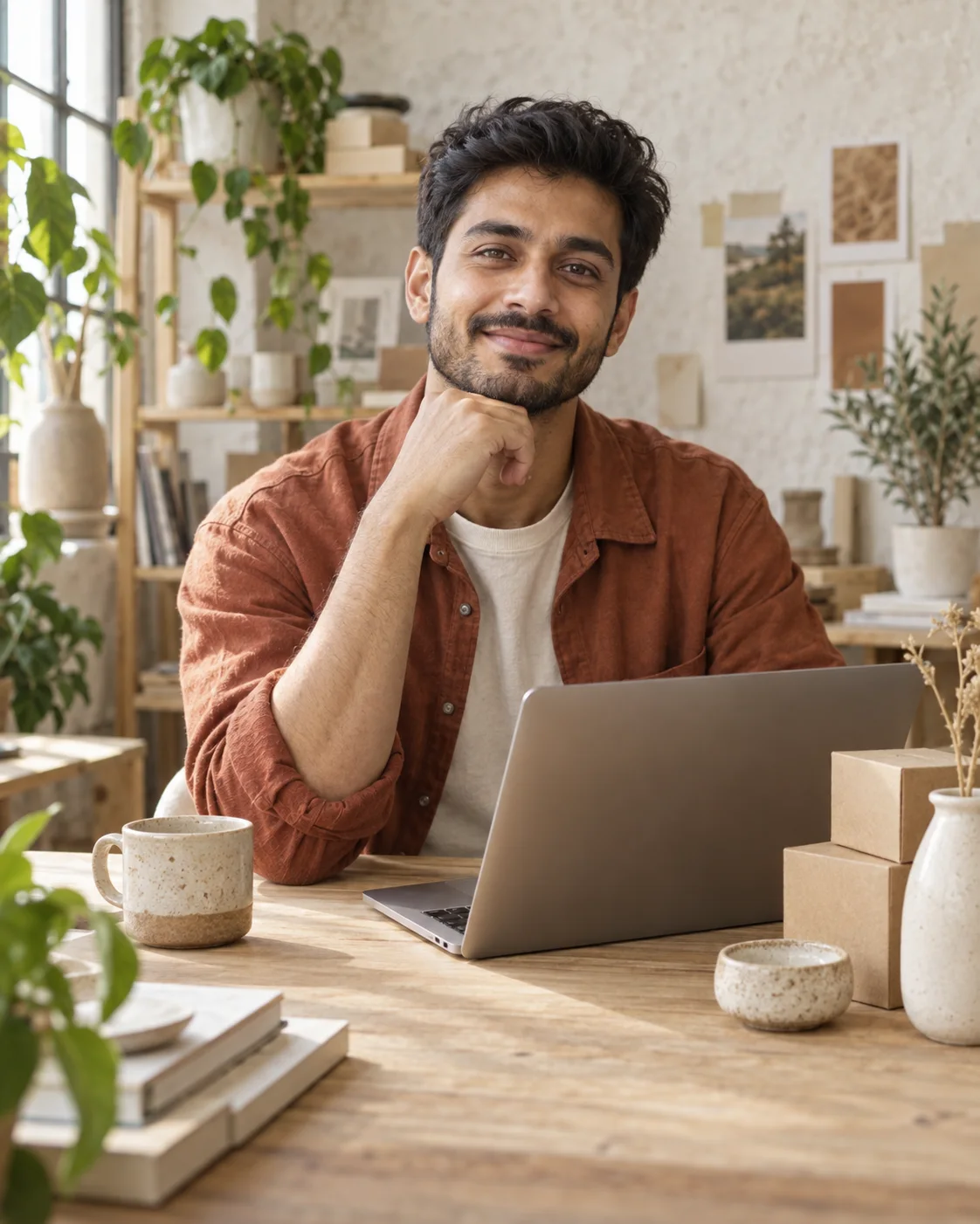 Creative business owner at work in his independent studio